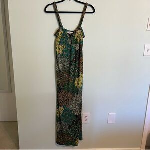 Moa Moa Boho Green Print Maxi Dress Size Small